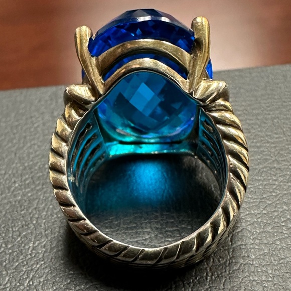 David Yurman Ring Blue Topaz with Diamonds - Picture 5 of 11